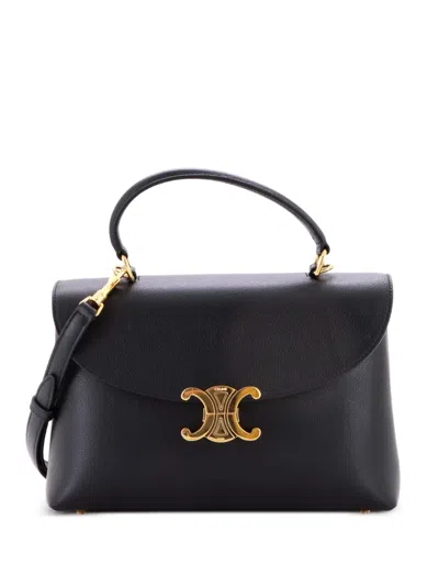 Pre-owned Celine Nino Top Handle Bag Leather Medium Satchel In Black