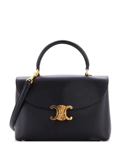 Pre-owned Celine Nino Top Handle Bag Leather Medium Satchel In Black