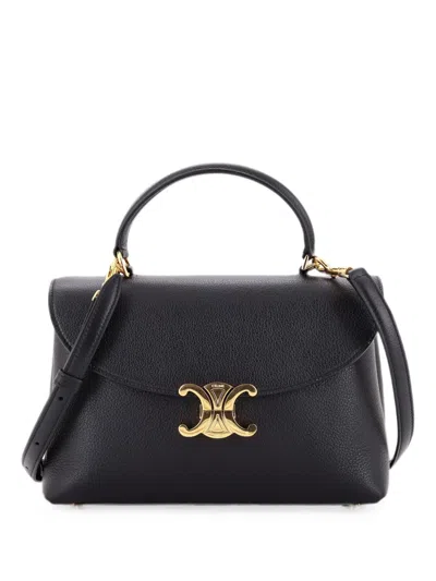 Pre-owned Celine Nino Top Handle Bag Leather Medium Satchel In Black