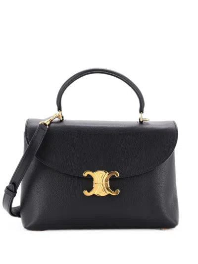 Pre-owned Celine Nino Top Handle Bag Leather Medium Satchel In Black
