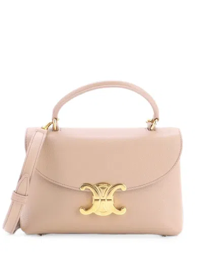 Pre-owned Celine Nino Top Handle Bag Leather Teen Satchel In Neutrals