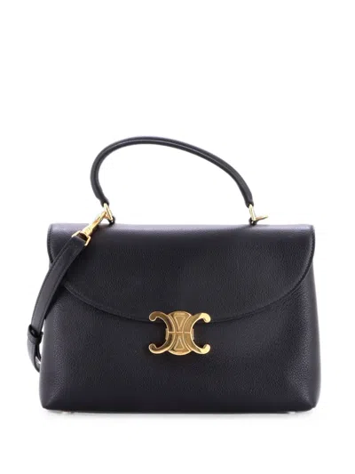 Pre-owned Celine Nino Top Handle Bag Nubuck Medium Satchel In Black