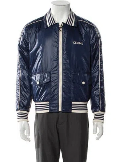 Pre-owned Celine Nylon Bomber Jacket In Blue