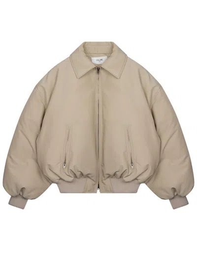 Celine Nylon Down Jacket In Brown