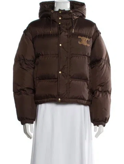 Pre-owned Celine Nylon Down Jacket In Brown