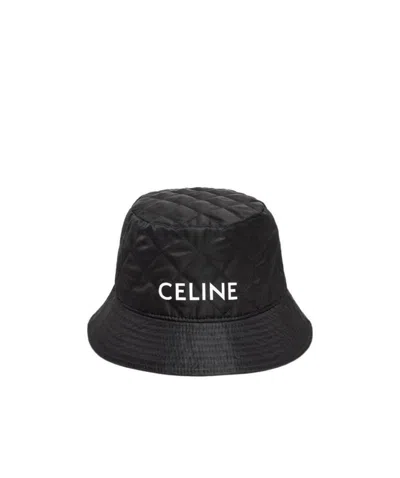 Celine Bucket Hat In Nylon Twill In Black