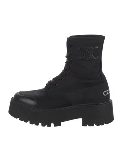 Pre-owned Celine Nylon Lace-up Boots In Black