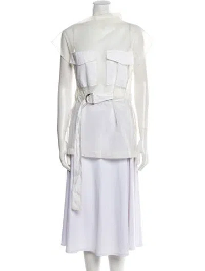 Pre-owned Celine Nylon Mock Neck Tunic In White