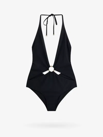 Celine Nylon One-piece Swimsuit With Frontal Ring In Black