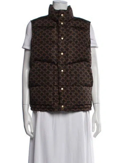 Pre-owned Celine Nylon Patterned Vest In Brown