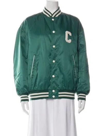 Pre-owned Celine Nylon Varsity Bomber Bomber Jacket In Green