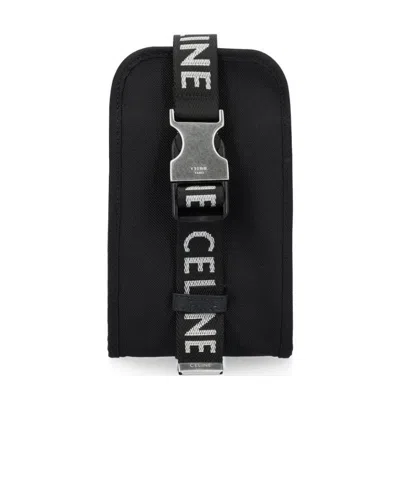 Celine Nylon Walking Mobile Phone Bag In Black