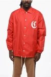 Celine Nylon Windbreaker Jacket With Printed Logo In Red