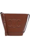 Celine Ochre Goat Suede Small Triomphe Bucket Bag (authentic Pre-loved)
