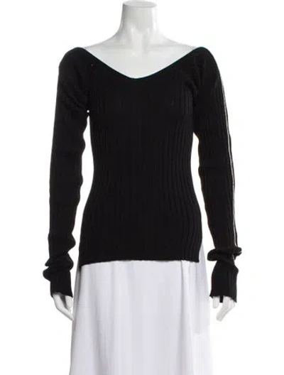 Pre-owned Celine Off-the-shoulder Long Sleeve Top In Black