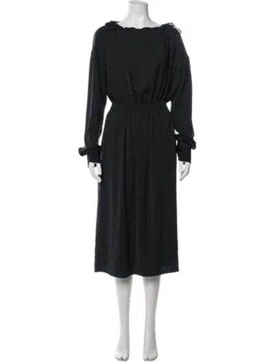 Pre-owned Celine Off-the-shoulder Midi Length Dress In Black