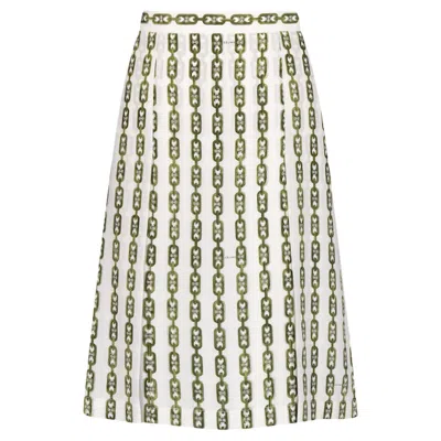 Pre-owned Celine Old  By Phoebe Philo Horsebit Skirt Logo Monogram Chains 2016 In Gray