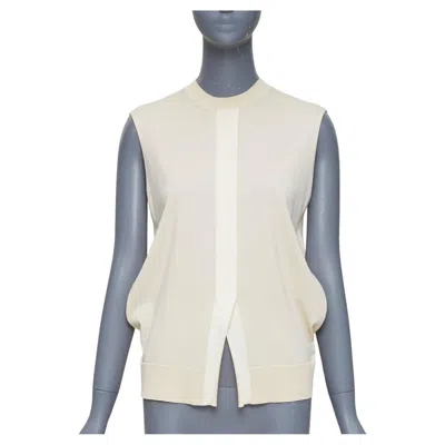 Pre-owned Celine Old  Phoebe Philo Beige Wool Cashmere Blend Split Hem Sweater Vest S In Brown