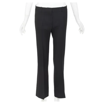 Pre-owned Celine Old  Phoebe Philo Black 100% Wool Low Waist Kickflare Cropped Pants Fr36 S