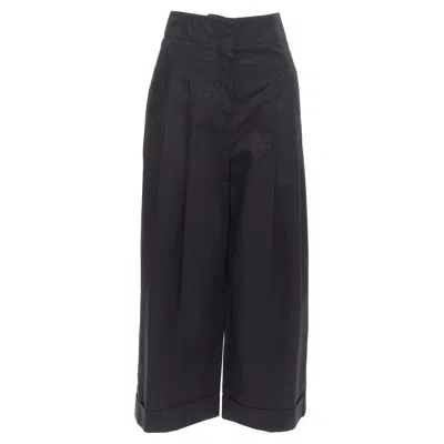 Pre-owned Celine Old  Phoebe Philo Black Cotton High Waisted Wide Pants Fr34 Xs
