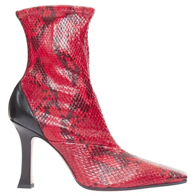 Pre-owned Celine Old  Phoebe Philo Madame Flared Scaled Leather Square Toe Ankle Boots Eu39 In Pink