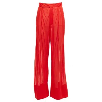 Pre-owned Celine Old  Phoebe Philo Red Sheer Solid Seam Wide Leg Pants Fr36 S