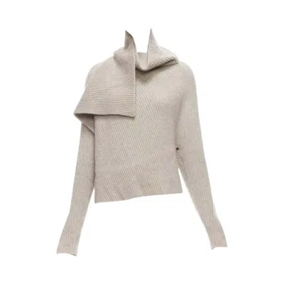 Pre-owned Celine Old  Phoebe Philo Stone Wool Cashmere Draped Neck Open Back Sweater Xs In Gray