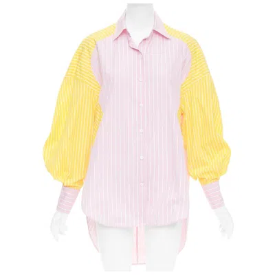 Pre-owned Celine Old  Phoebe Philo Striped Colorblocked Oxford Button-up Shirt Fr36 S In White