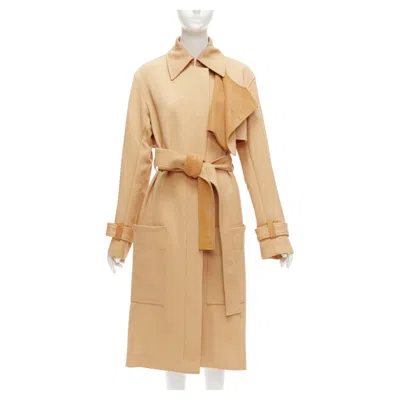 Pre-owned Celine Old  Phoebe Philo Tan Wool Goat Leather Deconstructed Trench Coat Fr38 M In Brown