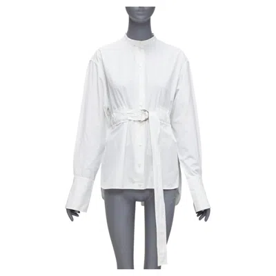 Pre-owned Celine Old  Phoebe Philo White Cotton Silver D Ring Belt Minimal Shirt Fr36 S