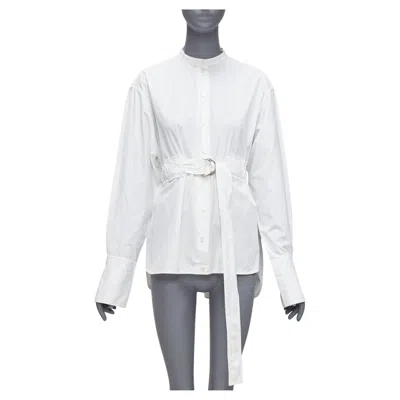 Pre-owned Celine Old  Phoebe Philo White Cotton Silver D Ring Belt Minimal Shirt Fr36 S