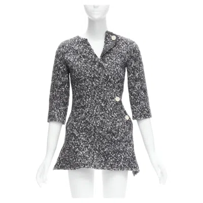 Pre-owned Celine Old  Runway Phoebe Philo 2014 Grey Wool Boucle Bias Diagonal Top Fr34 Xs In Gray