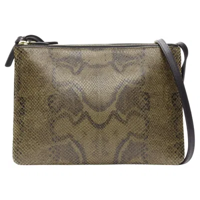 Pre-owned Celine Old  Small Trio Brown Scaled Leather Detachable Shoulder Pouch Bag