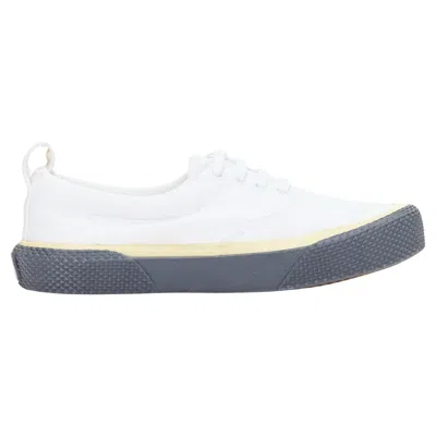 Pre-owned Celine Old  White Yellow Trim Canvas Grey Midsole Skate Sneakers Eu37