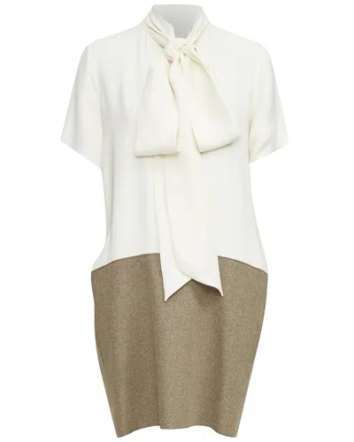 Celine Old Phoebe Philo Felt Drop Waist Shirtdress In White