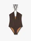 Celine One-piece Swimsuit With Triomphe Motif In Brown