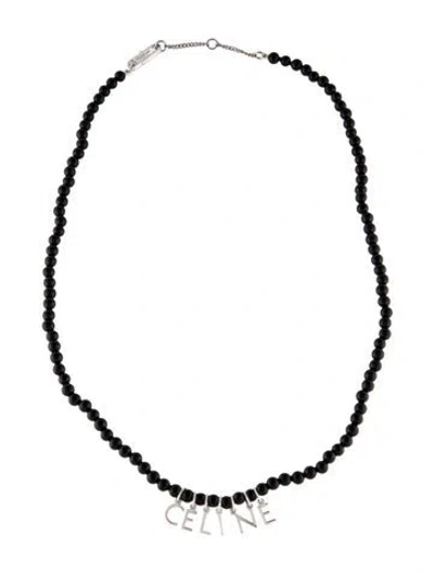 Pre-owned Celine Onyx Monochroms Beaded Pendant Necklace, 18.25" In Multi