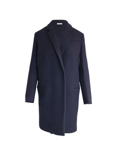 Pre-owned Celine Open-front Wool Coat In Blue