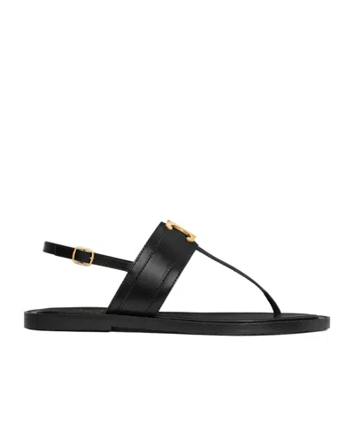 Celine Open-toed Flat Sandals In Black