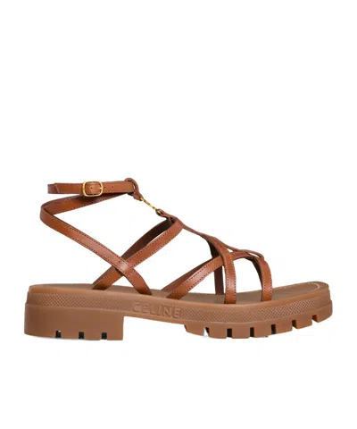 Celine Open-toed Flat Sandals In Brown