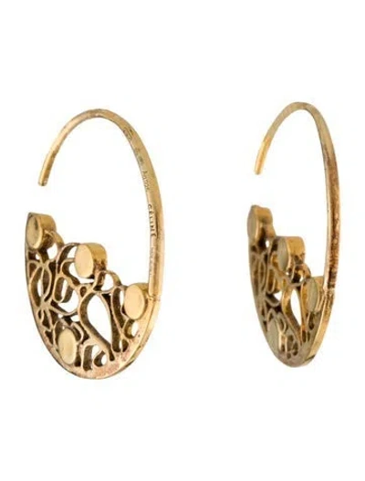 Pre-owned Celine Openwork Flat Hoop Earrings In Multi
