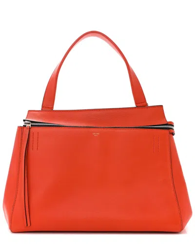 Celine Orange Grained Calfskin Leather Medium Edge Shoulder Bag (authentic  )
