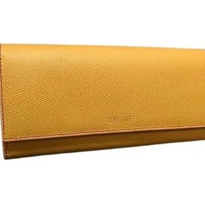 Pre-owned Celine Orange Leather Long Wallet (bi-fold) ()