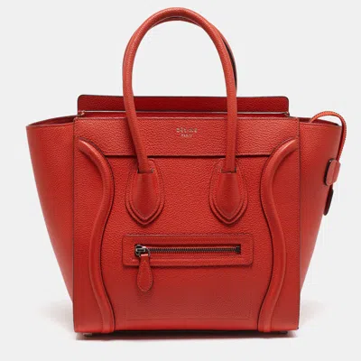 Pre-owned Celine Orange Leather Micro Luggage Tote
