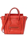 Celine Red Drummed Leather Nano Luggage (authentic )