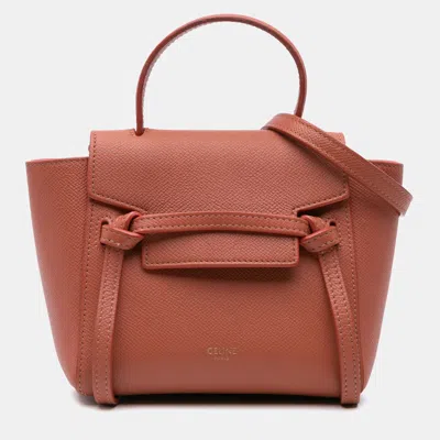 Pre-owned Celine Orange Pico Grained Calfskin Belt Bag