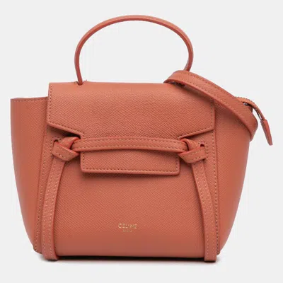 Pre-owned Celine Orange Pico Grained Calfskin Belt Bag