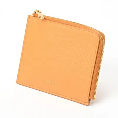 Pre-owned Celine Orange Pink Leather Coin Purse/coin Case () In Orange, Pink