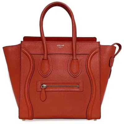 Pre-owned Celine Orange Red Leather Handbag Tote Bag ()