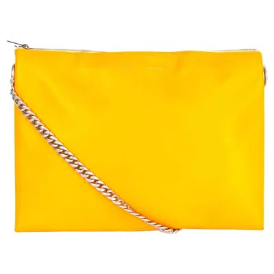 Pre-owned Celine Orange Yellow Leather Tricolor Trio Chain Clutch Shoulder Bag